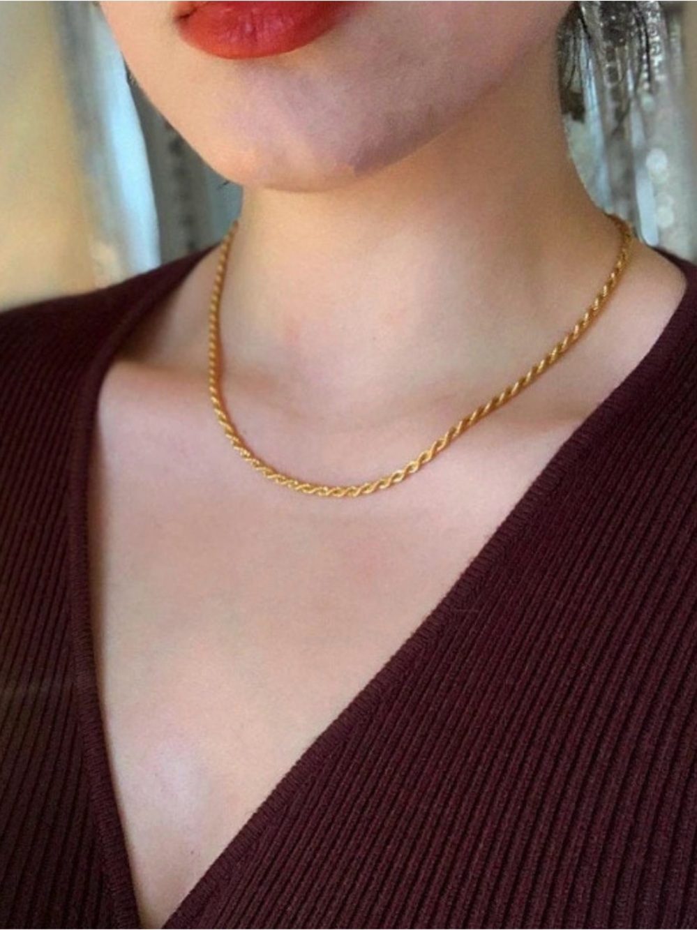 18k Gold Rope Chain Necklace - twisted necklace jewelry